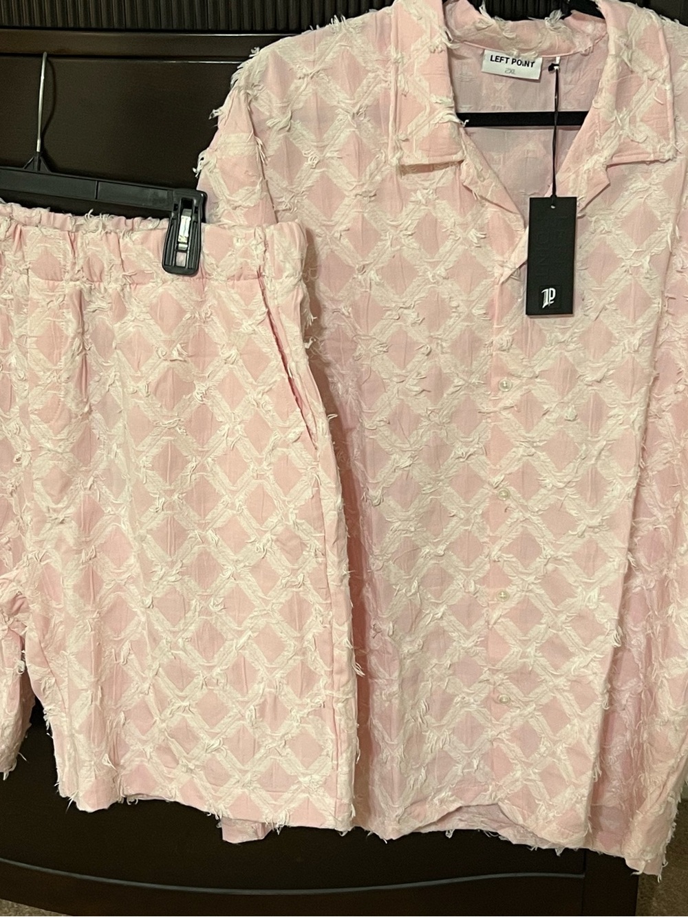 Pink Textured Casual Button-Down Shirt